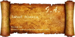 Imhof Alexia névjegykártya